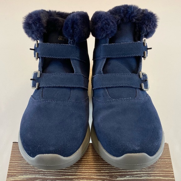 Skechers On the Go City 2 Boots Winter Fling Sz 9 Velcro Faux Fur Leather Suede - Picture 3 of 11